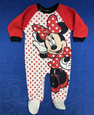 MINNIE MOUSE Disney One Piece Footed Fleece Snap Pajama Sz 6-9mo NWOT
