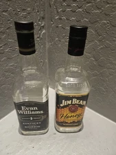 EMPTY  Evan Williams Kentucky Bourbon Whiskey and Jim Beam Bourbon 750ml Bottle