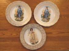 Regency Bone China X3 Plates  Blue Boy And Pink Lady