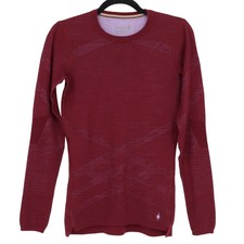 Smartwool Intraknit Merino 200 Base Layer Crew Top Size M Burgundy Long Sleeve
