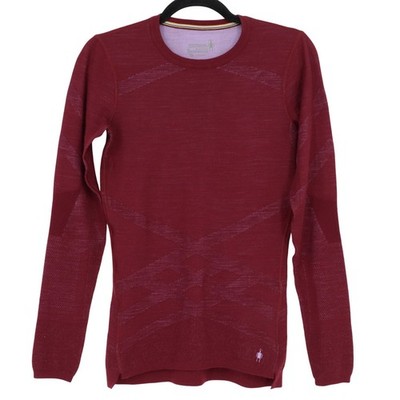 Smartwool Intraknit Merino 200 Base Layer Crew Top Size M Burgundy Long Sleeve