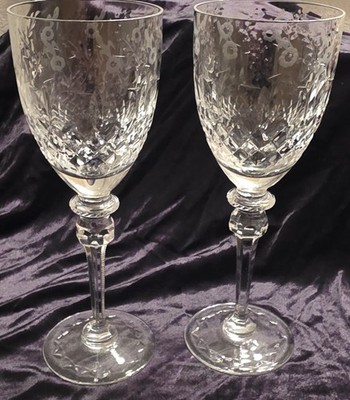 Set Of 2 Rogaska Gallia crystal water/wine goblets,  9 3/4' tall. Excellent 