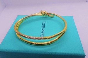 NewTliffany&Co/18K&YellowGold Bangle Bracelet Solid Diamond 7 inch