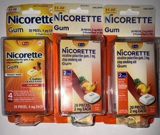 NEW Nicorette 4 2mg White Fruit Chill Gum 20 Count Sealed 3 Boxes Exp 3/27 USA