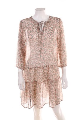 VERO MODA Kleid Midikleid Blumen M farblos transparent