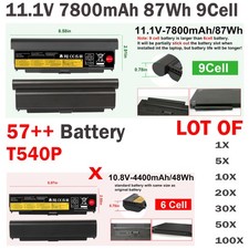 LOT 57 Battery T540p For Lenovo ThinkPad L440 L540 T440p W540 7800mAh 9Cells