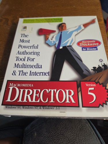 VTG Sealed Macromedia Director 5 Big Box Software Windows Macintosh Open Box