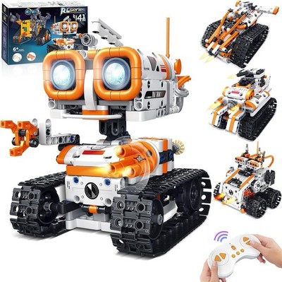 4-in-1 STEM Robot Kit, App & Remote Control, Car, Dino, Plane, Ages 6 12