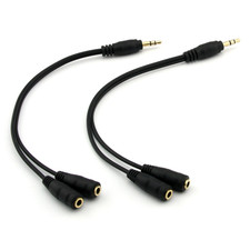 2-Pack Gold Plated 3.5Mm Stereo Jack Splitter Cable Adapter Connectors ,3.5Mm Ma
