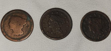 Lot of (3) Braided Hair Large Cents-- 1854, 1851, 1847