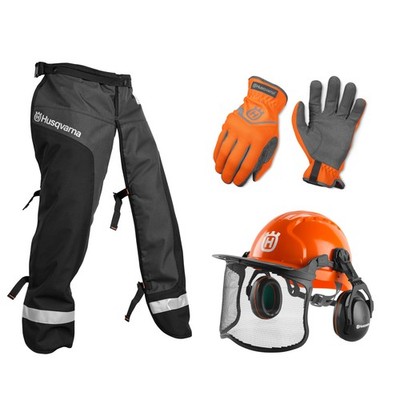 Personal Protective Power Kit Chainsaw Chaps, Forest Helmet & Safety Gloves