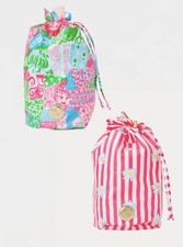 2 Lilly Pulitzer Pool Pouches New With Tags GWP Crazy Quilt and Daisy Print