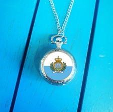 San Marino Flag Pocket Watch. Sammarinese Gift for Him. Christmas Gift.