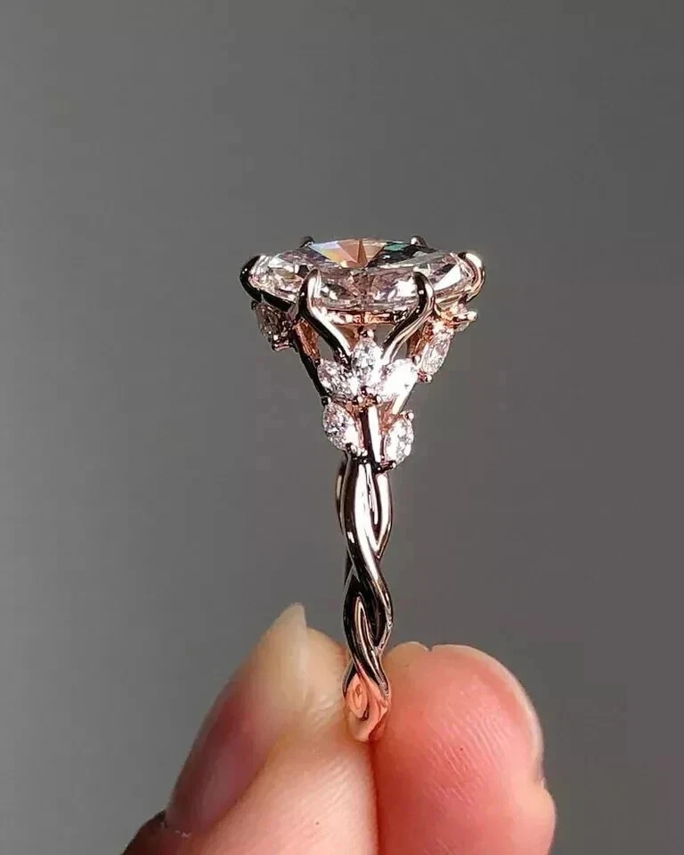 2Ct Marquise Cut Lab-Created Diamond Wedding Gift Her 14k White Gold Finish Ring - Image 3 of 4