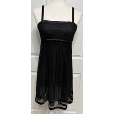 Oscar De La Renta Pink Label black beaded embroidered mesh beaded night slip XS