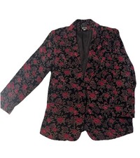 Vintage Mark Alan Dark Floral Cotton Velvet Blazer โ Women's 14 (Made in USA)
