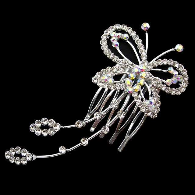 Set Di 3 Fermagli Per Capelli A Farfalla Con Cristalli Austriaci, Placcati Al Rodio, Per Sposa E Cerimonie, Eleganti E Scintillanti