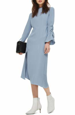 topshop ruched midi dress Topshop Shirred Linen Midi Sundress in Ivory at Nordstrom, Size 12 Us