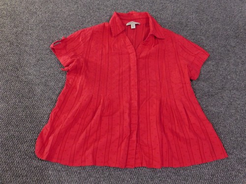Coldwater creek large top pink geometric button up womens cotton - Picture 4 of 12