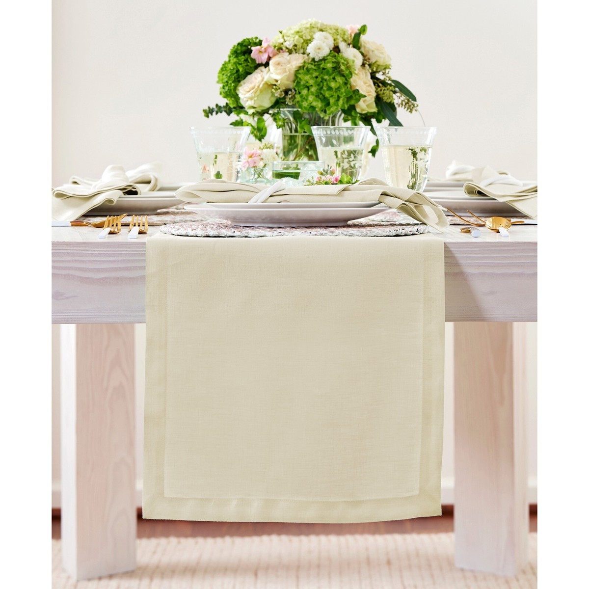 Linen Table Runner for Spring and Easter, Dining Kitchen Solid  display picture 1