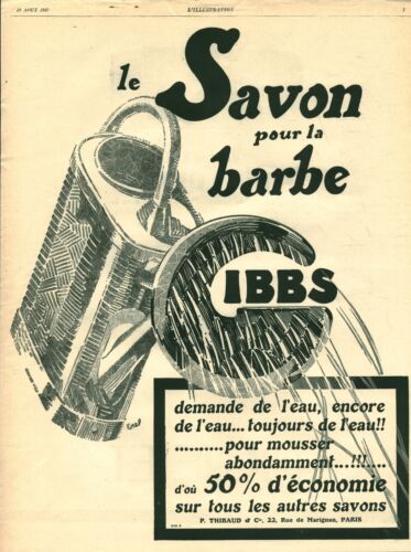 Publicité ancienne savon à barbe Gibbs 1927 issue de magazine Erel - Foto 1 di 2