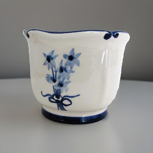 RCCL Blue & White Hand Painted Floral Ceramic 5” Planter Made in Portugal - Picture 4 of 14