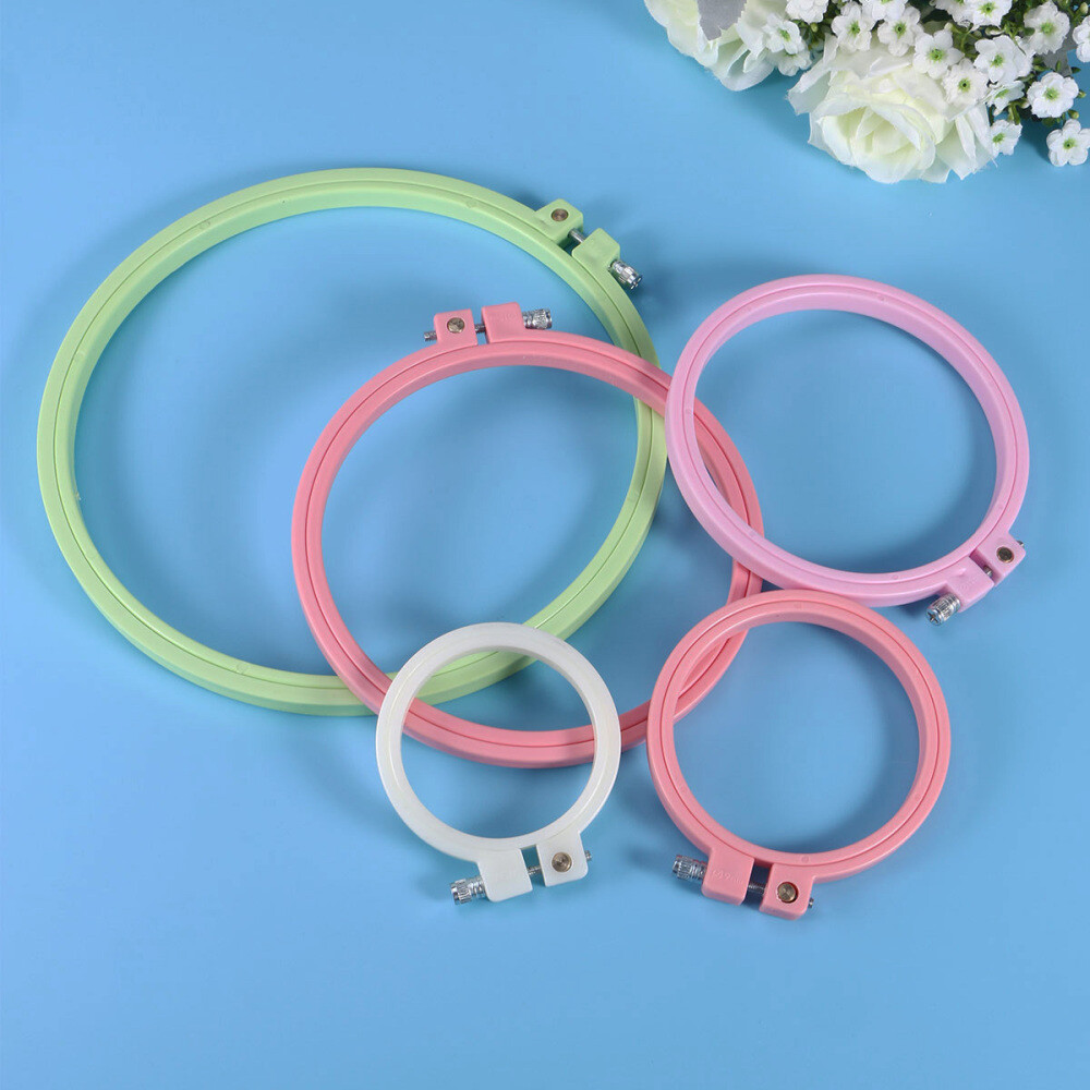 5pcs Craft Sewing Circle Diy Quilting Hoops Plastic Round Embroidery