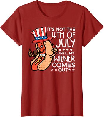 My Wiener Come Out Funny Hotdog 4th July Men Women Ladies' Crewneck T-Shirt