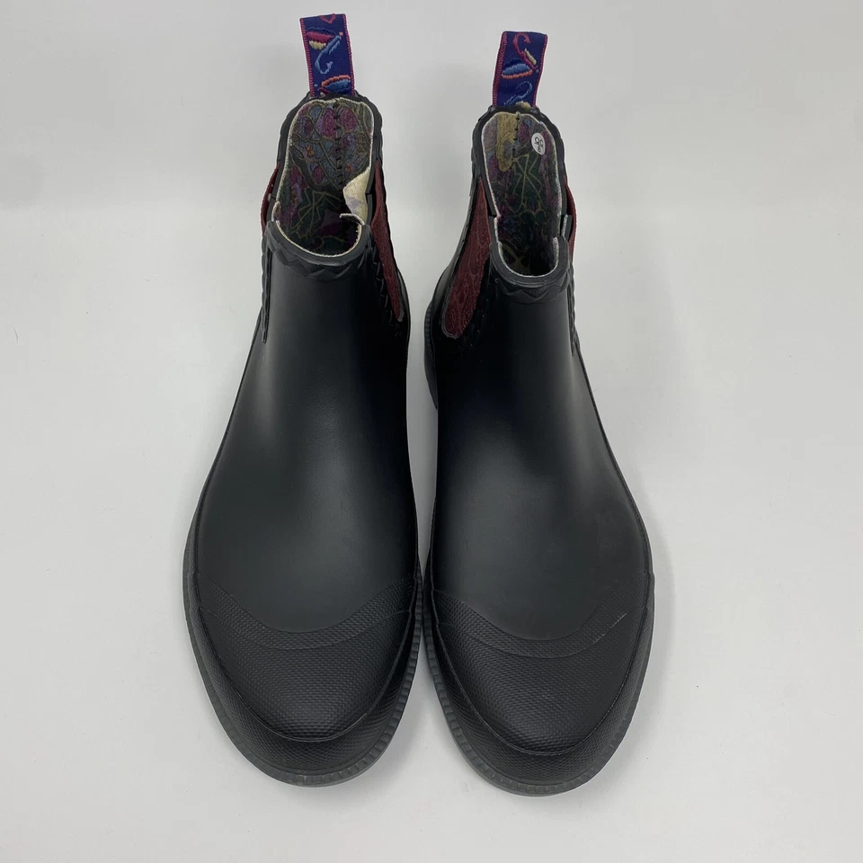 Bota de chuva Ted Baker masculina ephai biqueira redonda preta cranberry paisley borgonha 41 - Imagem 3 de 4