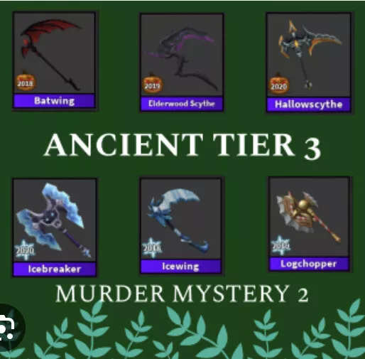 Roblox Murder Mystery 2 MM2 Batwing Set Ancient Godly Knifes and Guns