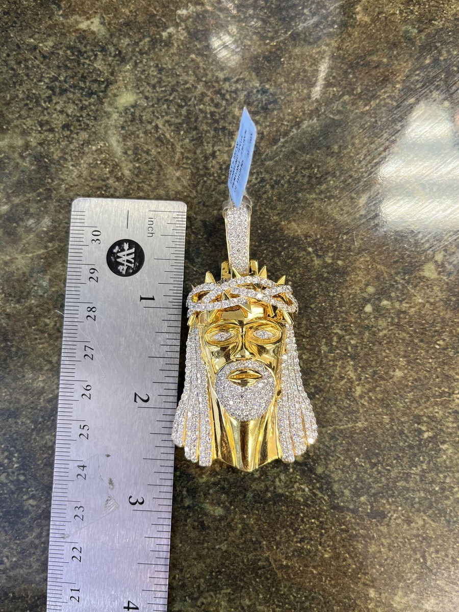 14K 5.50CT VS1 Natural Diamond Jesus Pendant Crown of Thorns Head