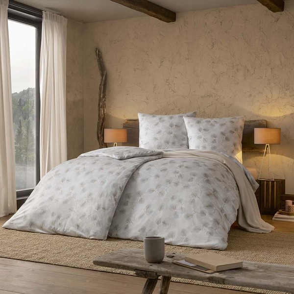 Estella Mako Jersey BettwäSche 155X220 Rebecca Silber Grau ÄSte BläTter 6897-82-image