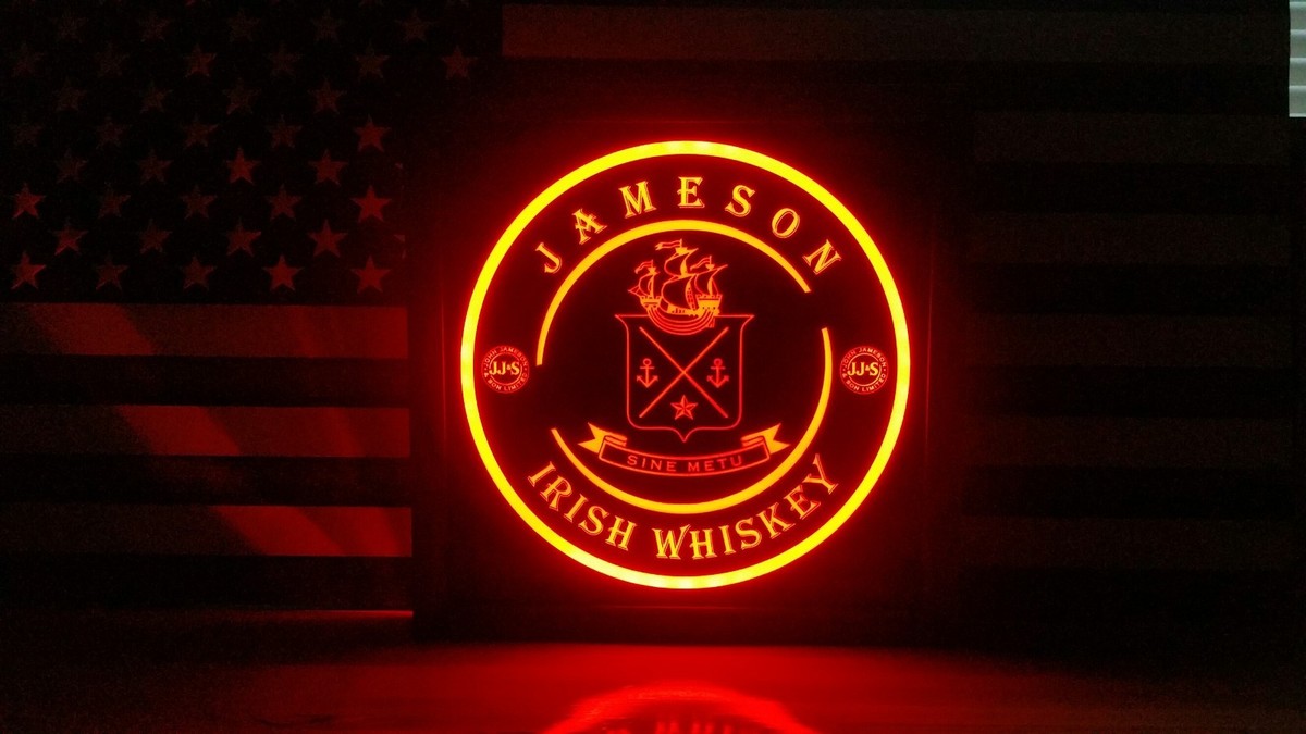Jameson Irish Whiskey LED Sign Personalized, Home bar pub