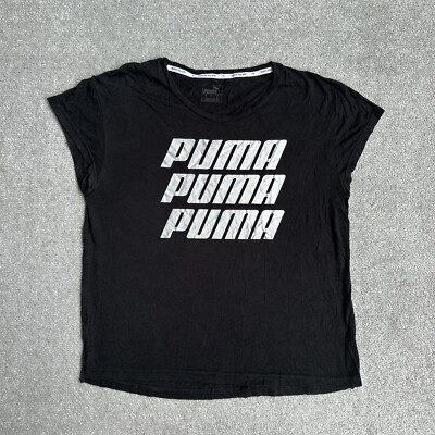 PUMA Damen T-Shirt Gr. M Regular Fit Classic Logo Retro Tee 17905 Schwarz