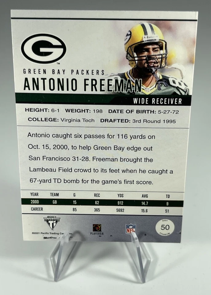 2001 Pacific Private Stock Titanium - #50 Antonio Freeman - Image 2 of 2