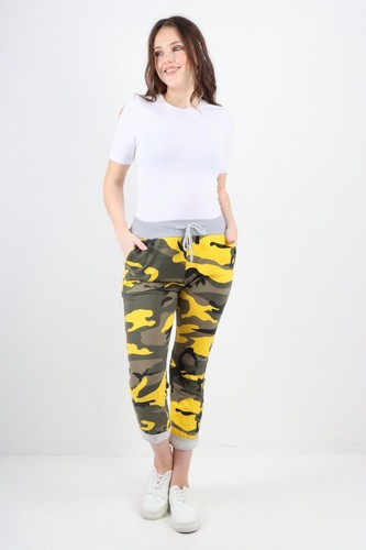 Pantalones deportivos de mezclilla para mujer con estampado de camuflaje y cintura acanalada floral T - Imagen 9 de 15