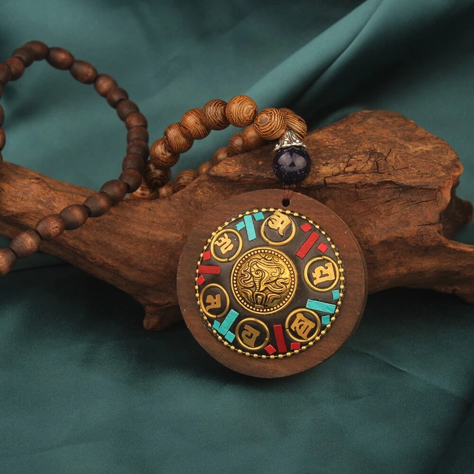 Collar suéter joyería colgante mala budista de sándalo Nepal para mujer Foto 2 de 4