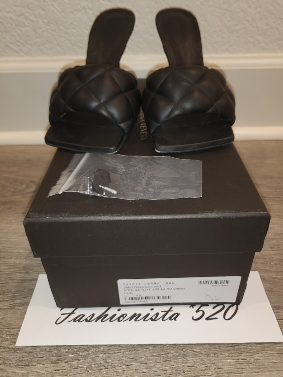 Bottega Veneta Black Quilted Slip On Heels Sandals Shoes EU Bottega Veneta Black Quilted Slip On Heels Sandals Shoes EU