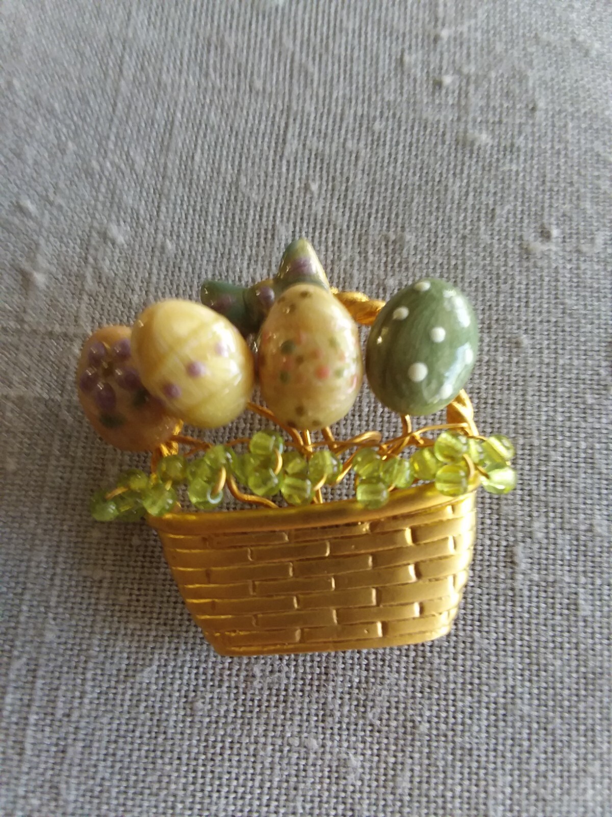 Vintage Easter Spring Enamel Easter Egg Basket Br… - image 4
