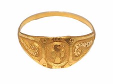 22K/18K Real Certified Yellow Gold Carved Design Kids Ring