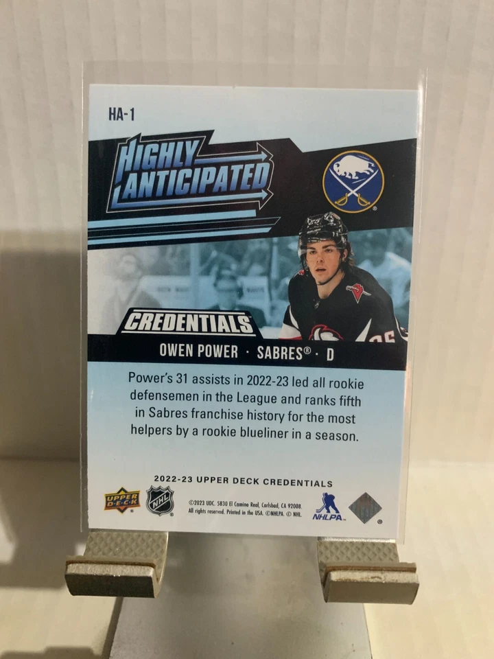 2022-23 Upper Deck Credentials Rookie Owen Power Highly Anticipated #HA-1 - Image 2 of 2