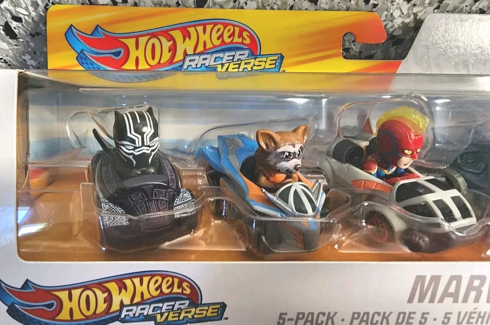 2024Hot Wheels Racer Verse Marvel 5 Pack- Rocket, Capt,America + Marvel, Thanos - Image 2 of 4