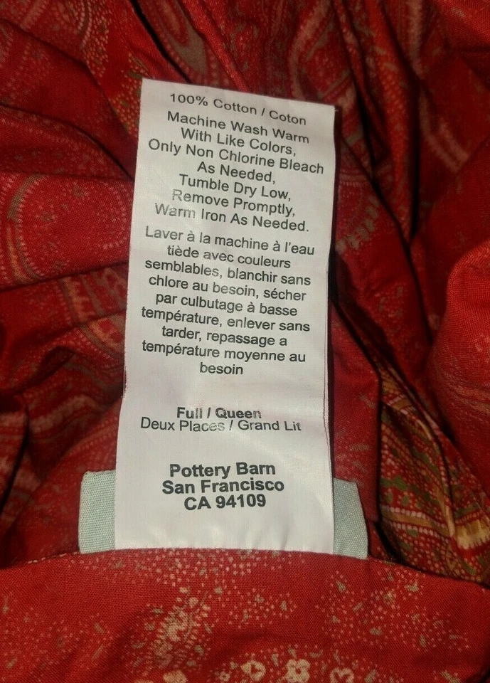 Funda nórdica Pottery Barn Mira Anibel roja cachemira algodón reina completa botones Foto 4 de 4