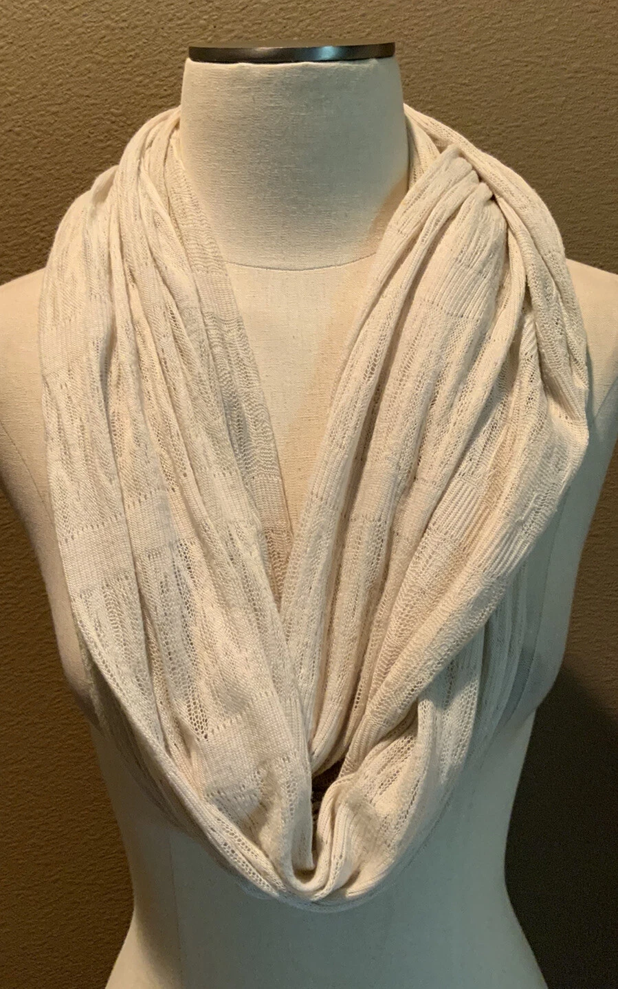 80”x34” Dynamite Beige Natural Soft Fine Knit Infinity Scarf Wrap
