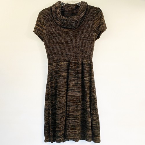 Short Sleeved Sweater Dress Cowl Neck 