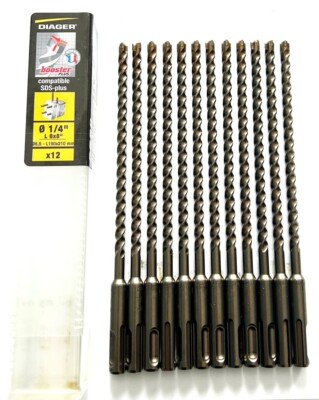 12 DIAGER BOOSTER 1/4'' SDS PLUS CARBIDE TIP MASONRY HAMMER DRILL BITS 6''x8''