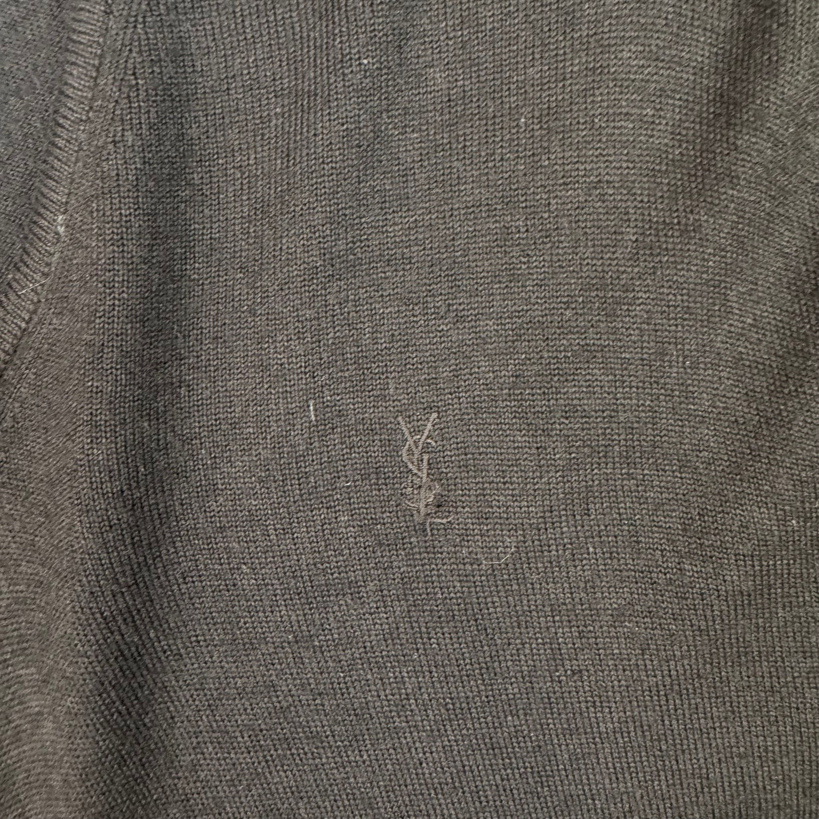 Maglione maglia lana scollo a V Yves Saint Laurent marrone uomo grande