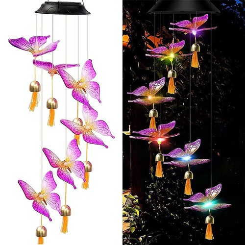 New Solar Wind Chime Colour Changing LED Light Hanging Hook Garden Ornament - Picture 14 of 26