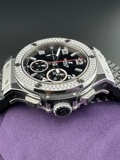 Hublot Big Bang 44 Original Steel Diamonds $20K MSRP Black 301.SX.130.RX.114 💎 7