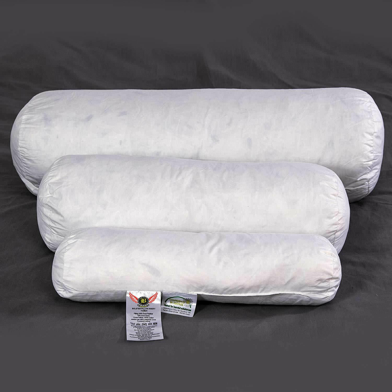 Duck Feather Extra Filled Bolster Pillow Cushion Pad Neck Support Yoga